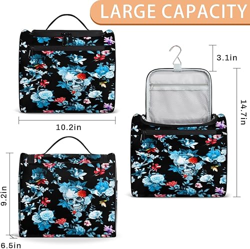 Miniatura 3 de Skull Day Of The Dead Toiletry Bag for Women Travel Makeup Organizer with Hanging Hook Traveling Cosmetic Bags for Toiletries Accessories