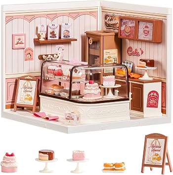 Rolife Super Creator Kits Tasty Cake Shop, Tiny House Building Blocks for Little Dolls, DIY Plastic Mini House Model Building Kits for Teens Aged 14+, DIY Crafts/Hobbies for Adults Tasty Cake Shop