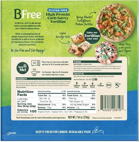 BFree High Protein Carb Savvy Tortillas, 7.41 OZ - 5 Tortillas (Pack of 3)