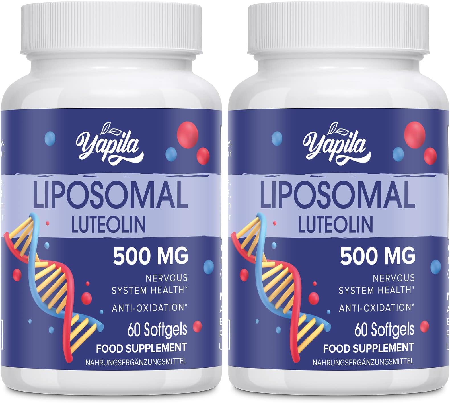 Liposomal Luteolin Capsules 500mg (2 Pack), Maximum Absorption, High Dose Flavonoid, Antioxidant Supplement, Soy-Free, Glute-Free, Non-GMO