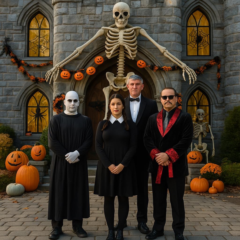 Women Halloween Costumes Adult, Long Sleeve White Collar Black Gothic Dress for Women, Halloween Costumes for Woman - Image 4