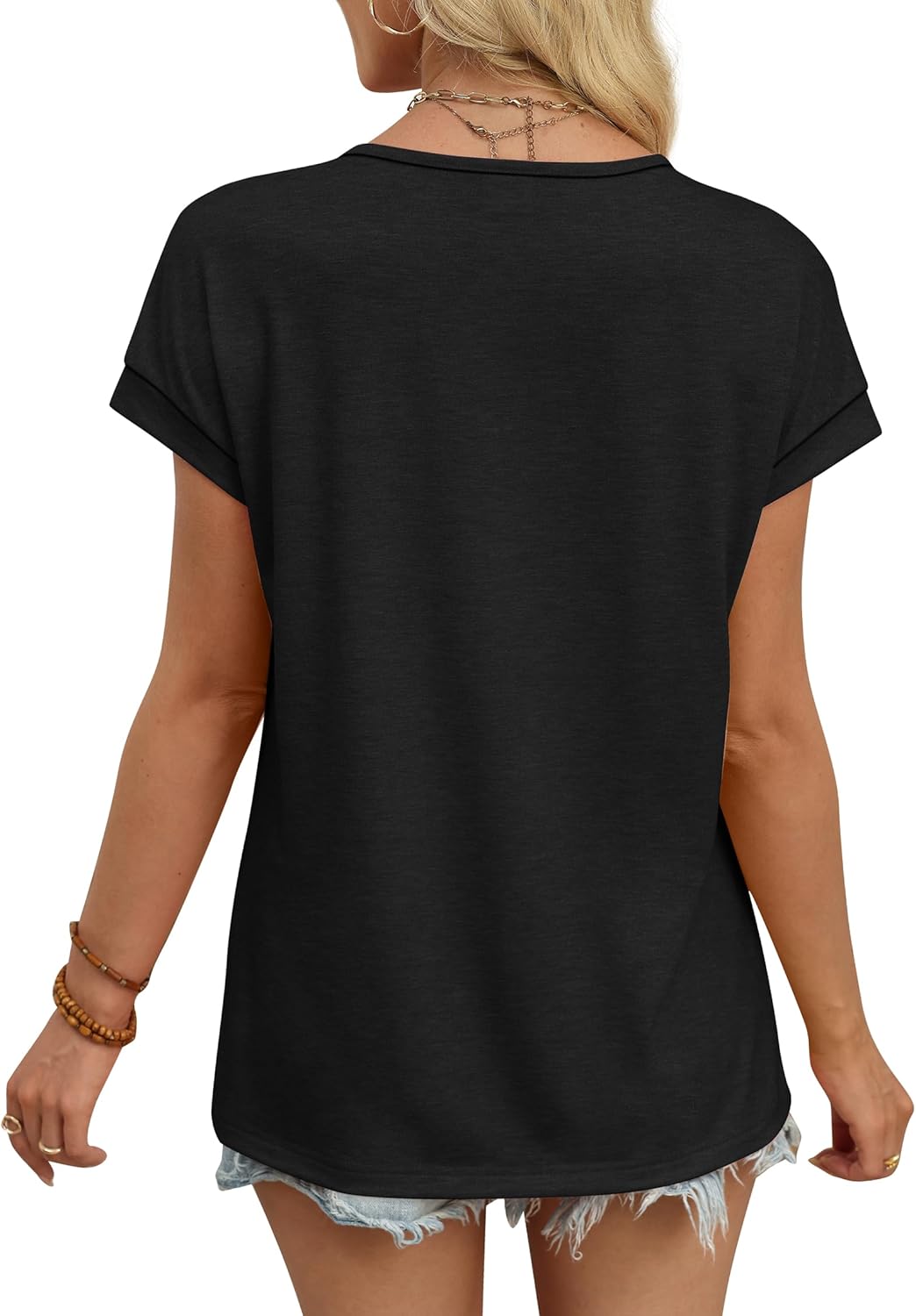 WIHOLL Womens Summer Tops 2026 Cap Short Sleeve Shirts V Neck Tshirts Spring Blouses Beach Vacation Clothes - Image 5