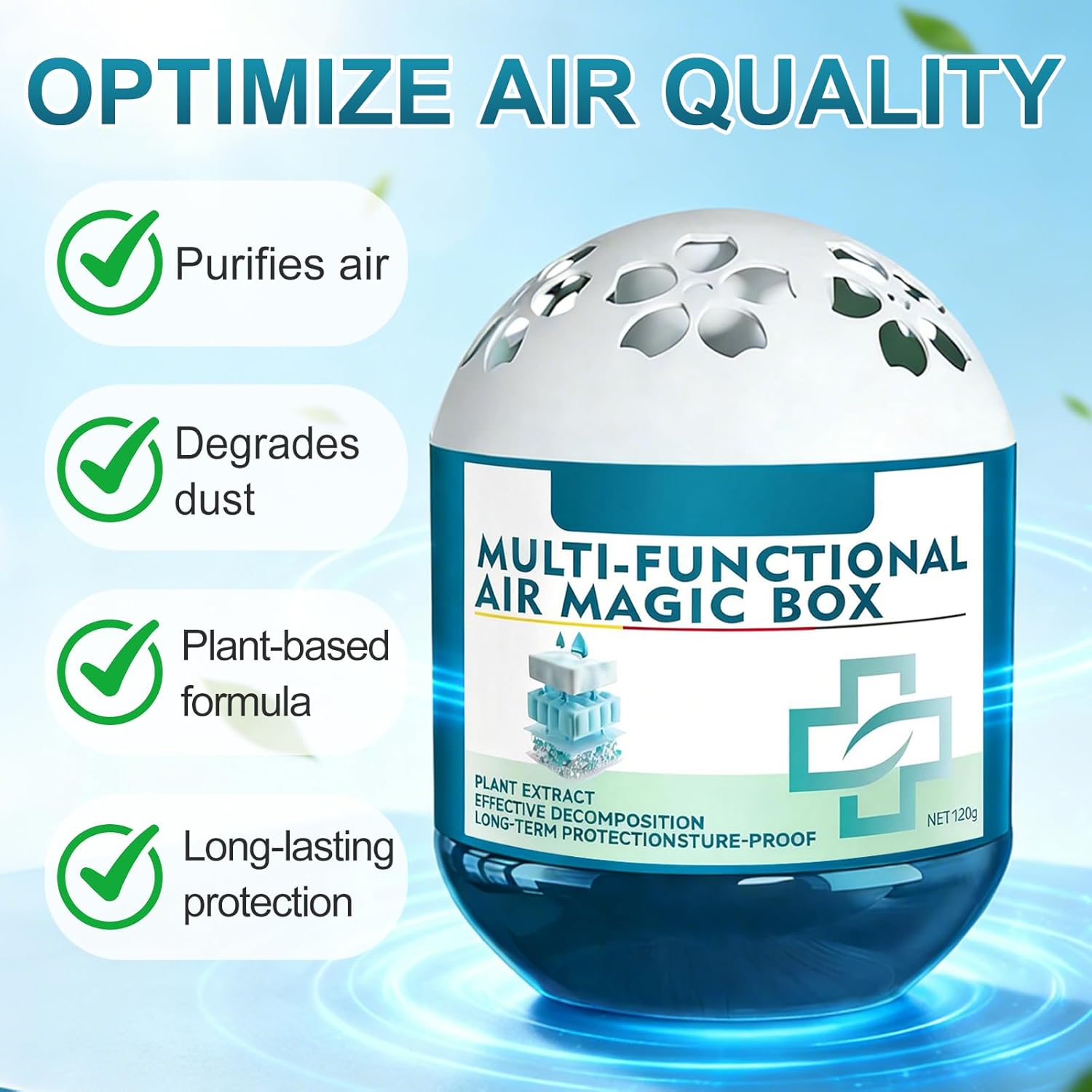 2PCS Air Magic Box, Indoor Air Purification Dust Removal Magic Box, Long-Lasting Freshener, for Home, Office, Bedroom, Pet Areas