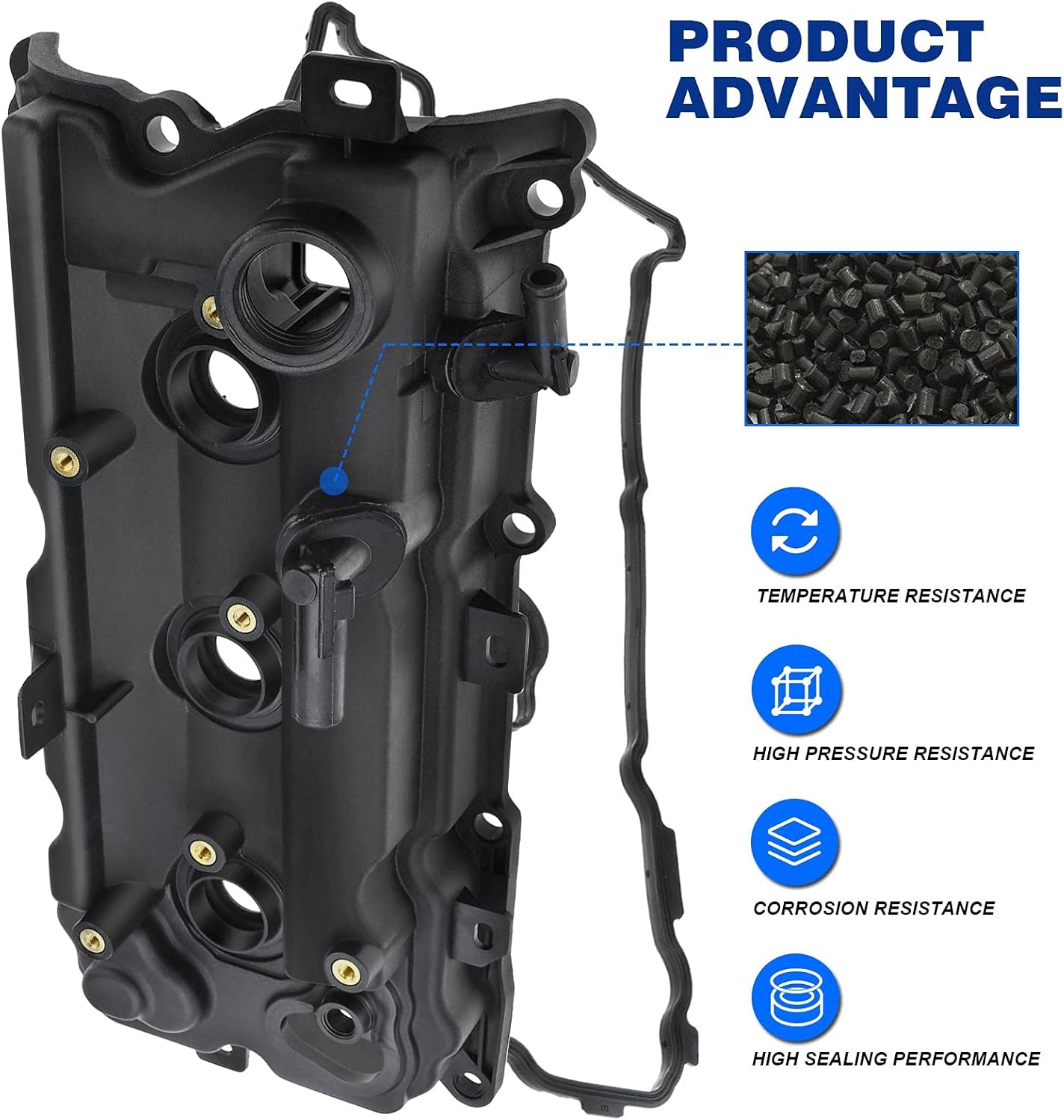 Set of 2 Left and Right Side Engine Valve Cover with Gasket Replacement for Nissan Murano 2009-2014 Quest 2011-2014 V6 3.5L