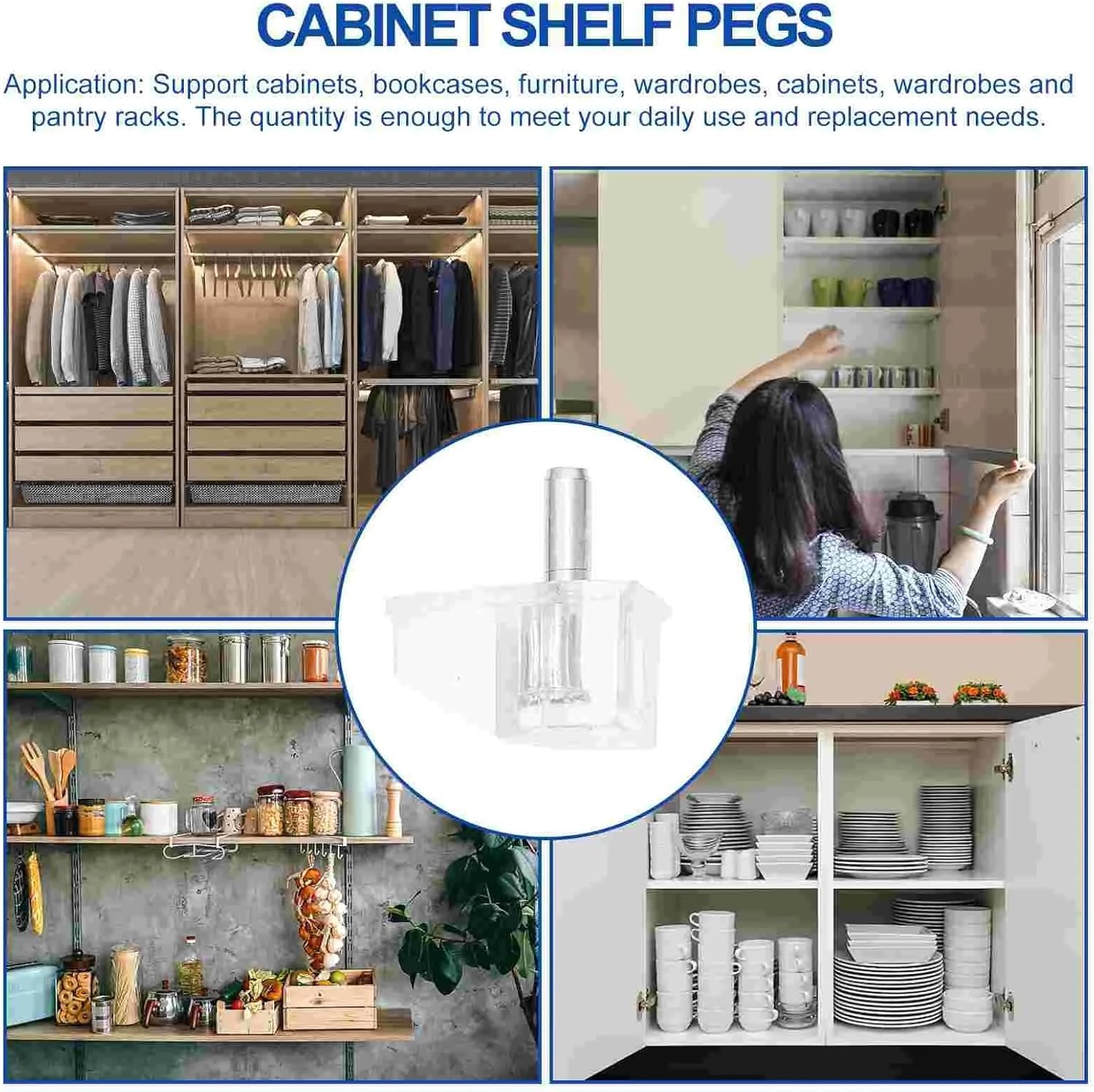 Shelf Pins 200Pcs Transparent Shelf Support Peg Shelf Support Pegs Cabinet Brackets Hardware Peg Boards for Shelves Bookshelf Bookcase Cupboard