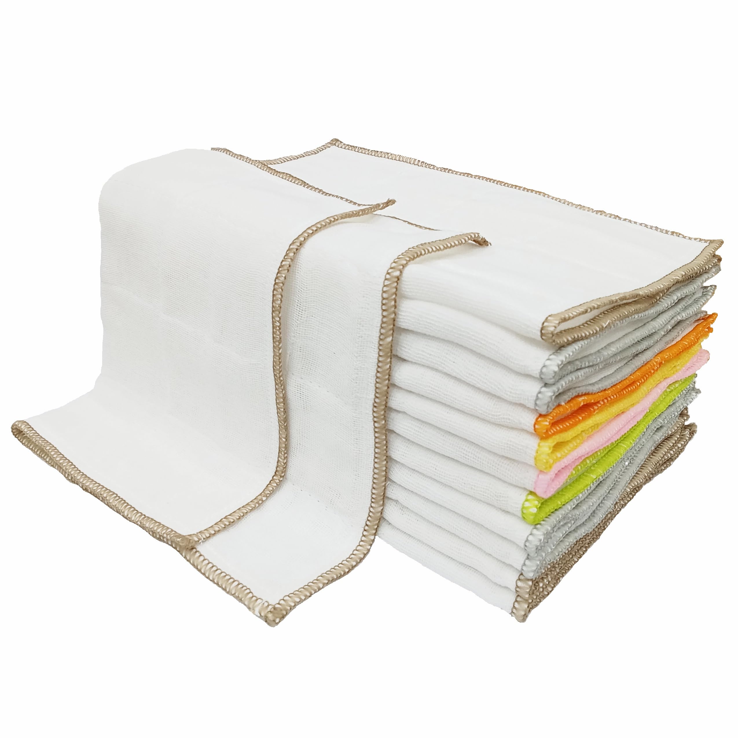 Mother-Earth Paños de cocina de algodón, ultra absorbentes, de secado rápido, convenientes, multiusos, paños de limpieza reutilizables, paquete de 12, multicolor
