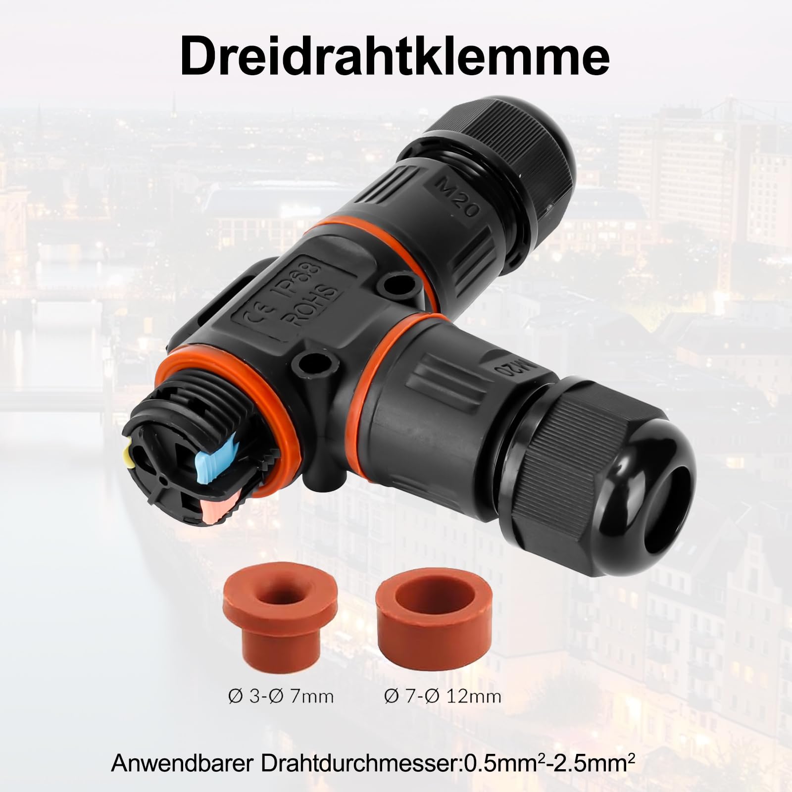 4 Stück 3-polig Kabelverbinder IP68 - Wasserdichte Verteilerdose Für Außenbereich