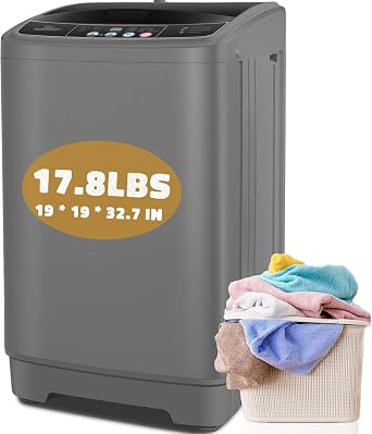 Nictemaw Portable Washing Machine for Apartment, 17.8Lbs Full-Automatic | 2.4Cu.Ft, Drain Pump, 10 Programs, 8 Water Levels, Child Lock, 24h Delay, Energy Saving, Compact Top Load for Sink, Dorms, Rv
