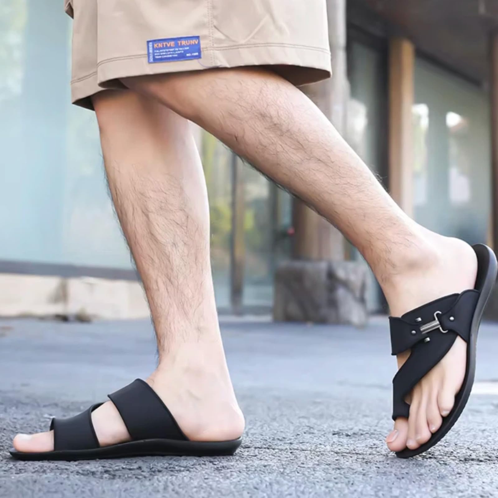 Reef Flip Flop Herren Männer Metallschnalle Pu Flip-flops, Flache Eva Einlegesohle Gummi Rutschschutzsandalen Für Den Sommer Strand Im Freien Täglichen Wear