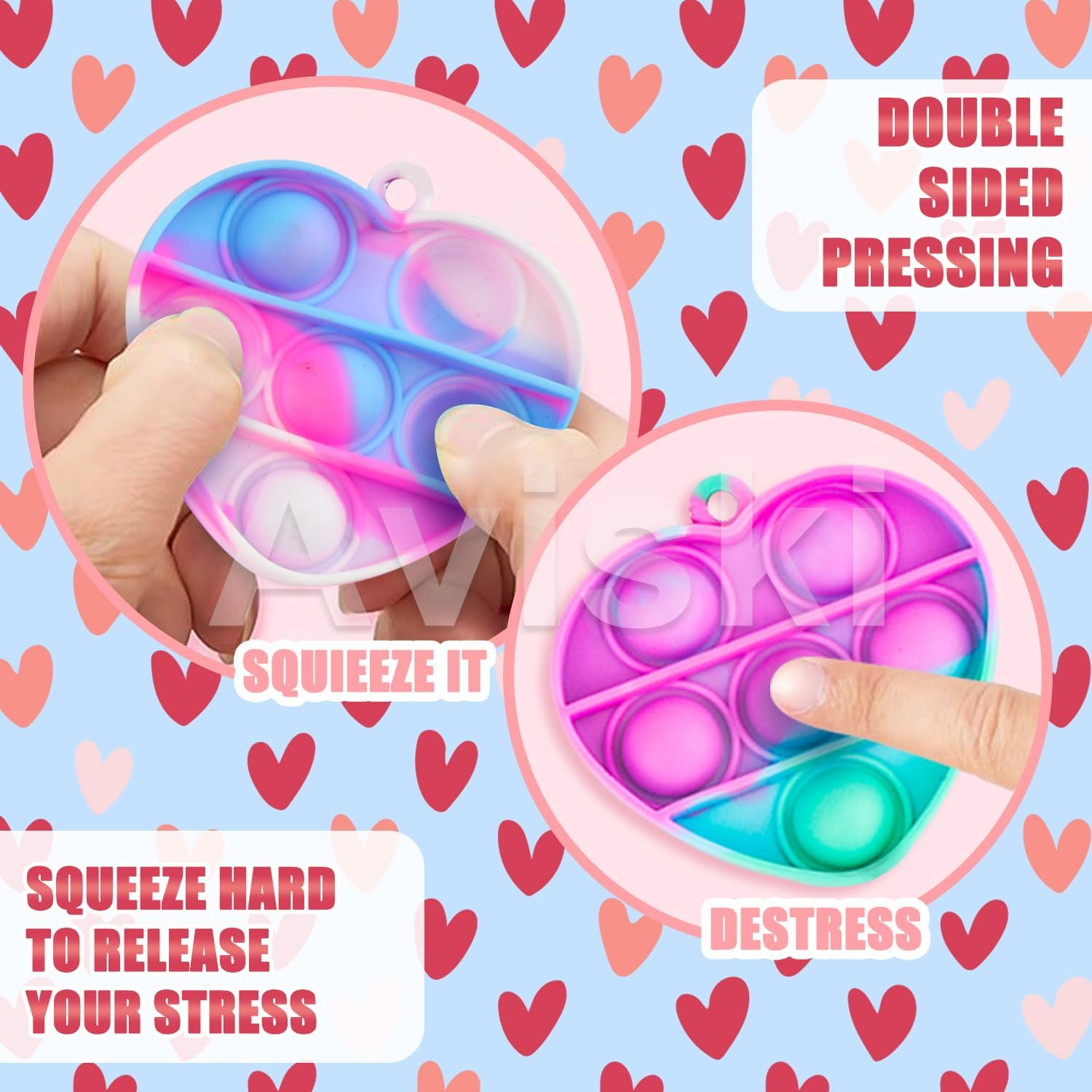 30Pcs Kids Valentines Day Gifts for Classroom - Valentine Prefilled Hearts with Poppers Fidget Gift Tags for Toddlers Boys Girls Exchange Gifts, Party Favor Prizes, Valentine’s Greeting Gifts