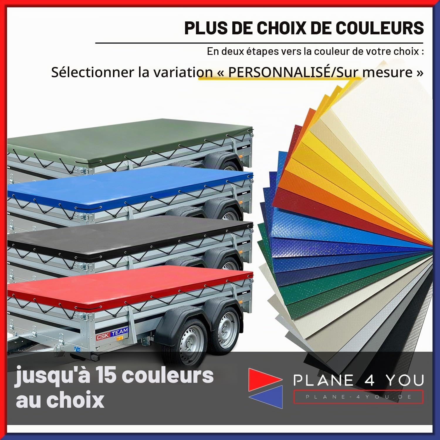 BRENDERUP Bâche de remorque de qualité supérieure - 264 x 134 cm - Bâche de remorque imperméable sur mesure - Bâche plate - Anthracite brillant