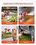 VEVOR Retractable Garden Hose Reel, 5/8 Inch x 100 ft Wall Mounted Hose Reel, Heavy Duty Garden Hose Reel with 9 Patterns Nozzle, Any Length Lock, Upgraded Slow Return System and 180°Swivel Bracket