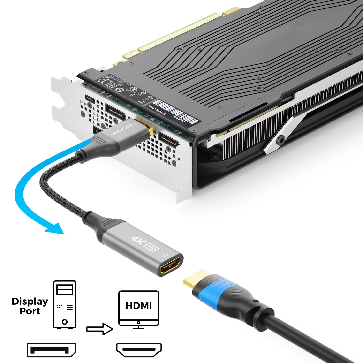 Napapijri T-Shirt Adattatore DisplayPort A HDMI Benfei - Maschio DP A Femmina HDMI, Convertitore Audio E Video, Colore Argento Connettore PC Monitor