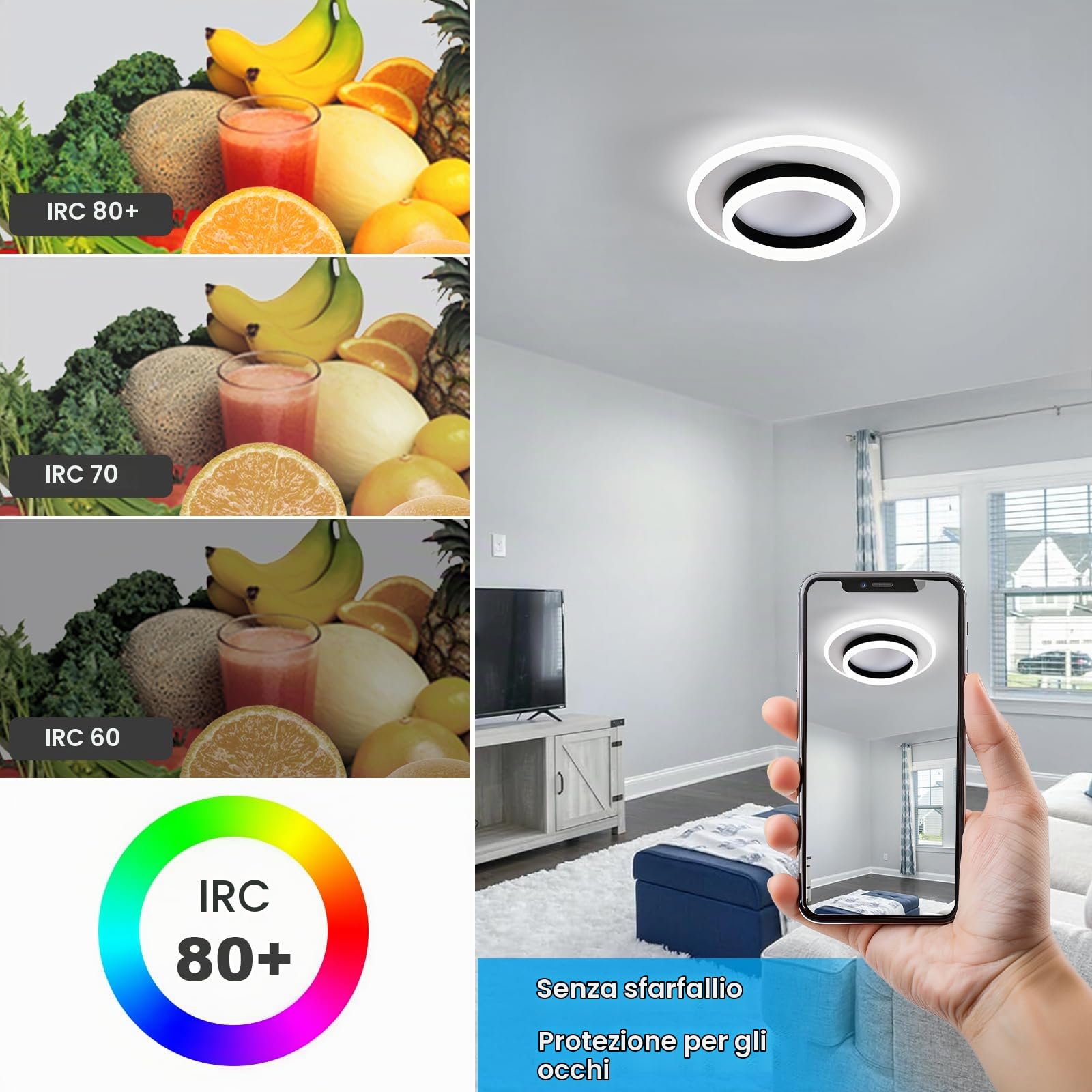 Plafoniera LED Soffitto 28W 3150LM, Ø30cm Lampada Soffitto Rotonda