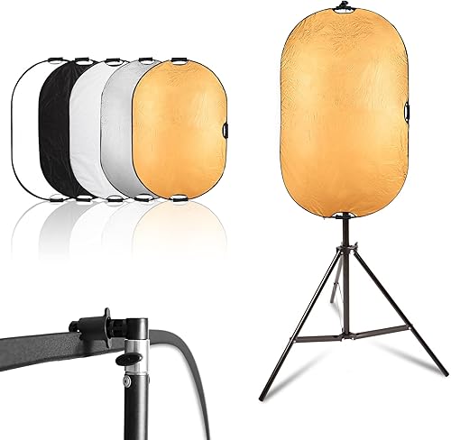 Selens Kit de soporte reflector de luz de 24 x 36 pulgadas23.6x35.4 in, multidisco plegable 5 en 1 con soporte para fotografía de luz y soporte