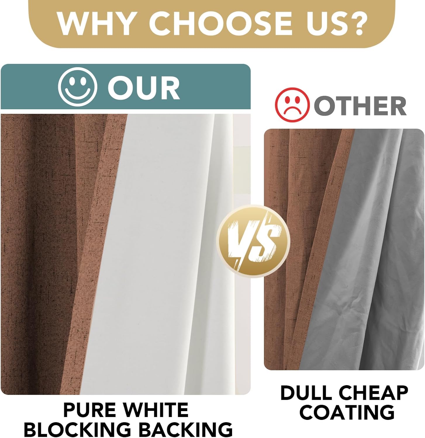 H.VERSAILTEX Linen Blackout Curtains Durable Thick Textured Linen Look 100% Blackout Patio Door Curtain Anti Rust Grommet Extra Wide Sliding Door Curtain Panel, W100 x L96 inch, Washed Spice