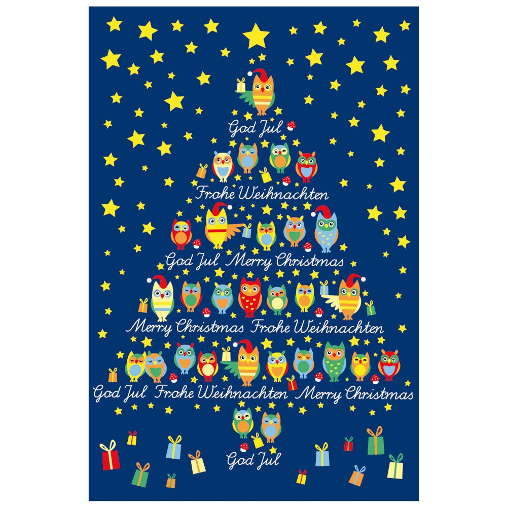 Susy Card 40023236 Greeting Card Christmas Horse with Deer and Bird and Star and Heart Pack of 1 Owls