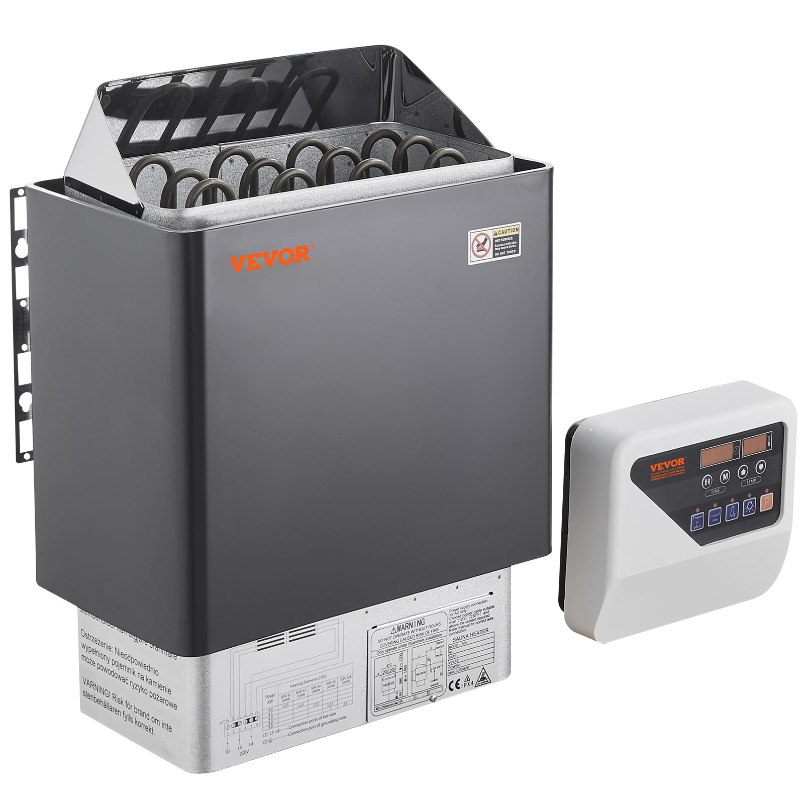 VEVOR Saunaofen 6 kW, 400 V, 3N, tragbarer Saunaofen für Innen & Außen mit digitalem Regler
