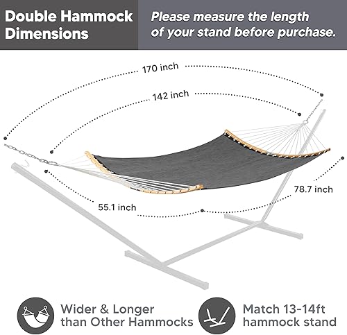 Miniatura 5 de SUNCREAT Hammocks Hamaca portátil doble para exteriores, capacidad de 450 libras, hamaca de secado rápido para 2 personas con bolsa de transporte,