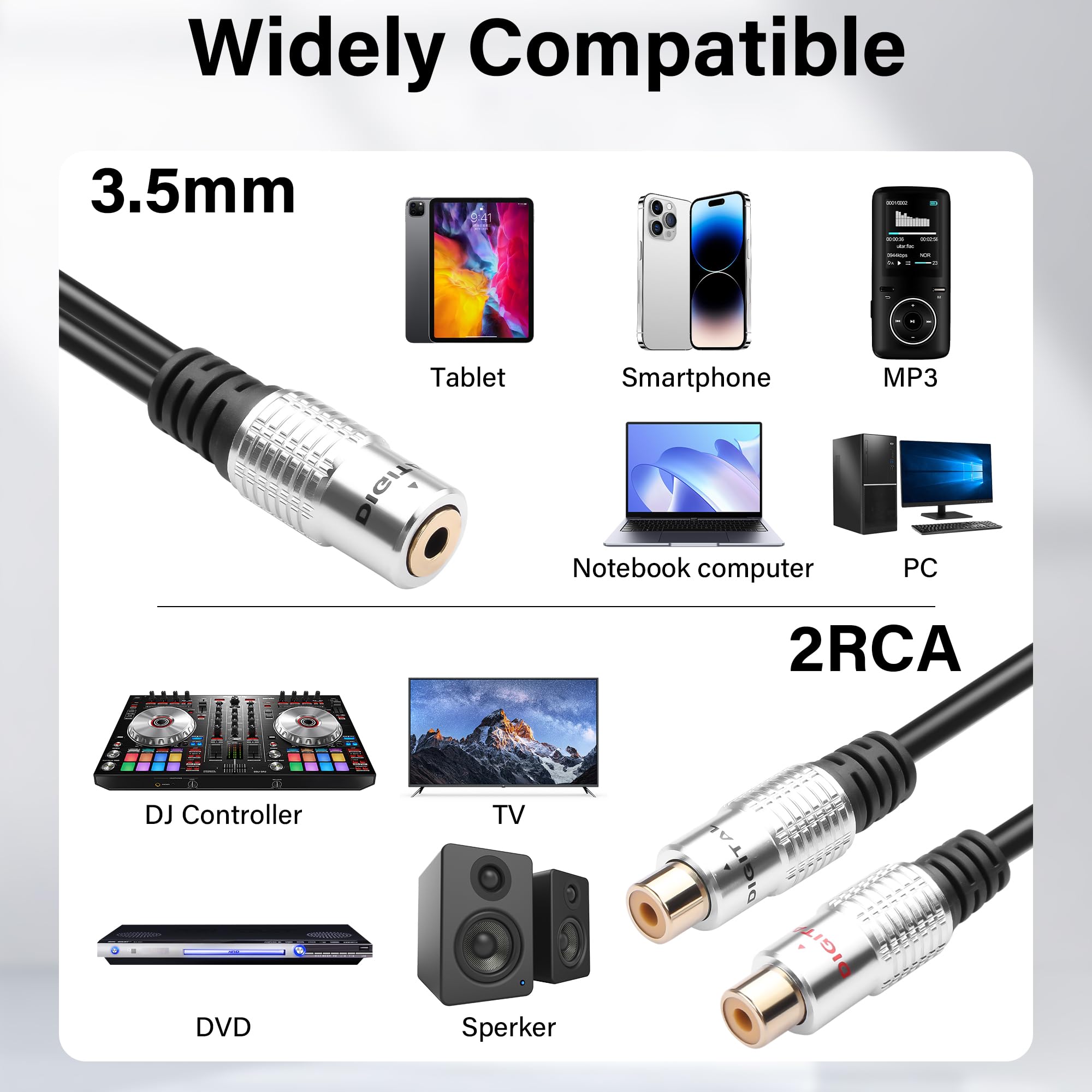 Amazon.com: JSADZKJ 2PCS 3.5mm to Dual RCA Audio Cable,3.5mm