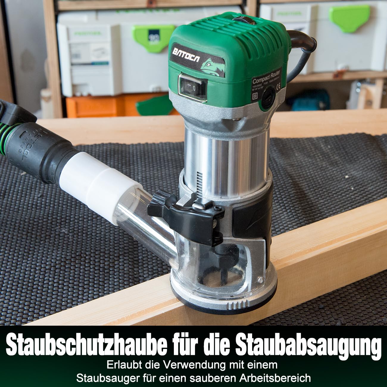 BATOCA - VS601E 1.25 HP Professional - Fresa per bordi per la lavorazione del legno, 6 velocità variabile, fresatrice elettrica con 15 punte per fresa da 6 mm, piastra per fresa superiore, graffette