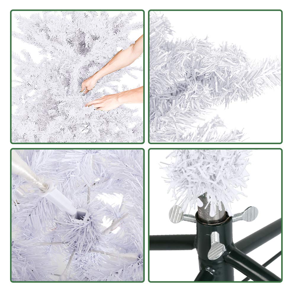 Sapin De Noël Artificiel - Blanc - 120 Cm - 200 Pointes - Montage