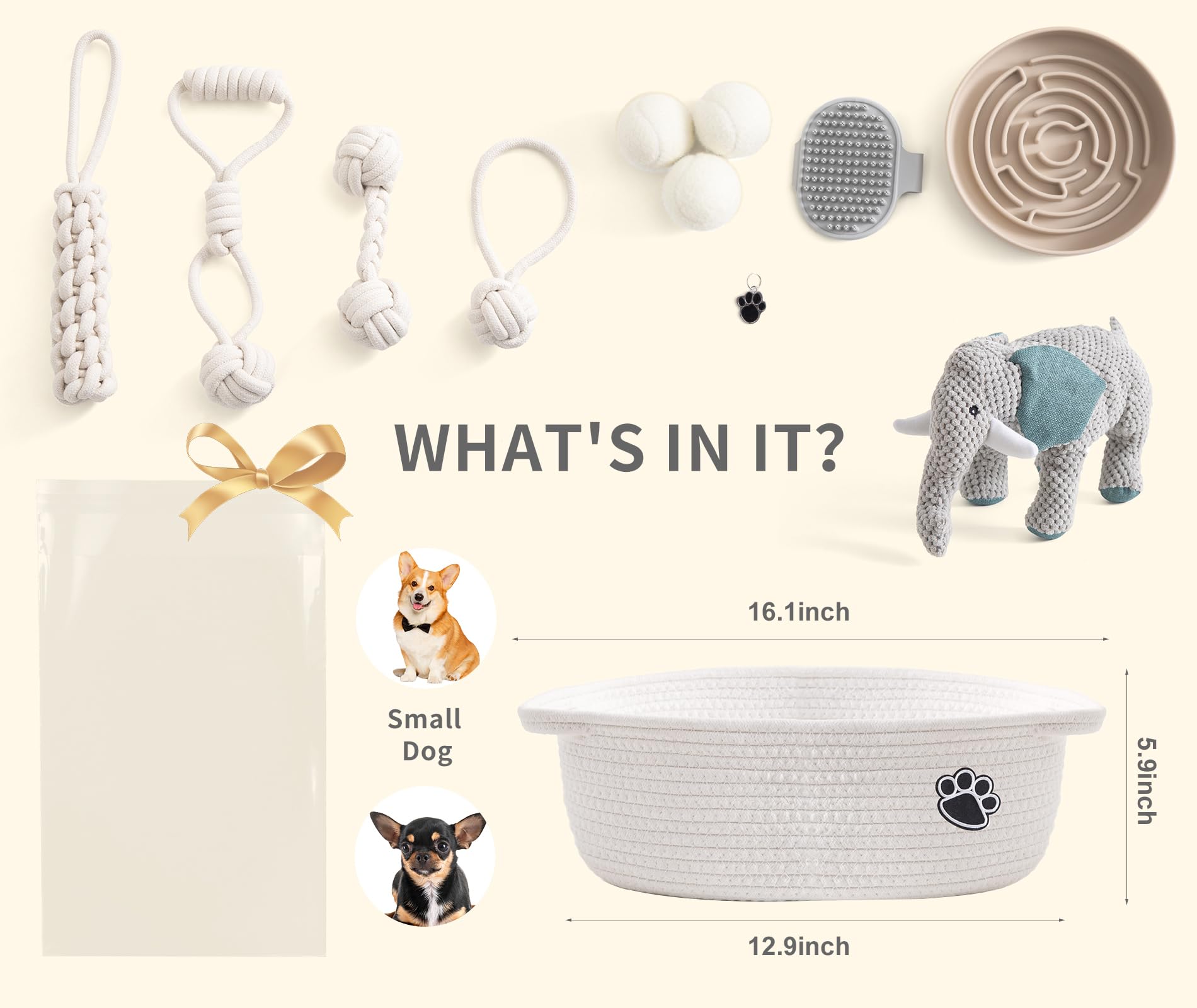 Dog Gift Basket – Puppy Starter Kit, Welcome New Puppy Gift Basket with Interactive Toys Bundle, Perfect Dog Birthday Set with Chew Toys, Pet Essentials for New Owners