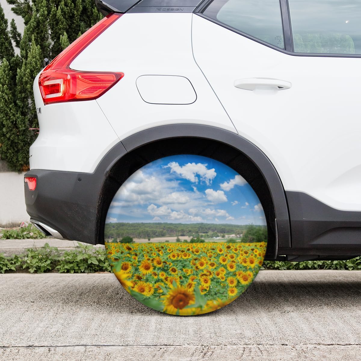 Blue Sky Sunflower Field Tire Covers Portable Spare Tire Cover Soft Durable Waterproof Dustproof Set of 4 Bags 16 Inches for Car Truck SUV Trailer Camper
