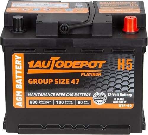 Miniatura 2 de BCI Group 47 - Batería de automóvil de 12 V, 60 Ah, tamaño H5, baterías AGM sin mantenimiento, 680CCA, 100RC