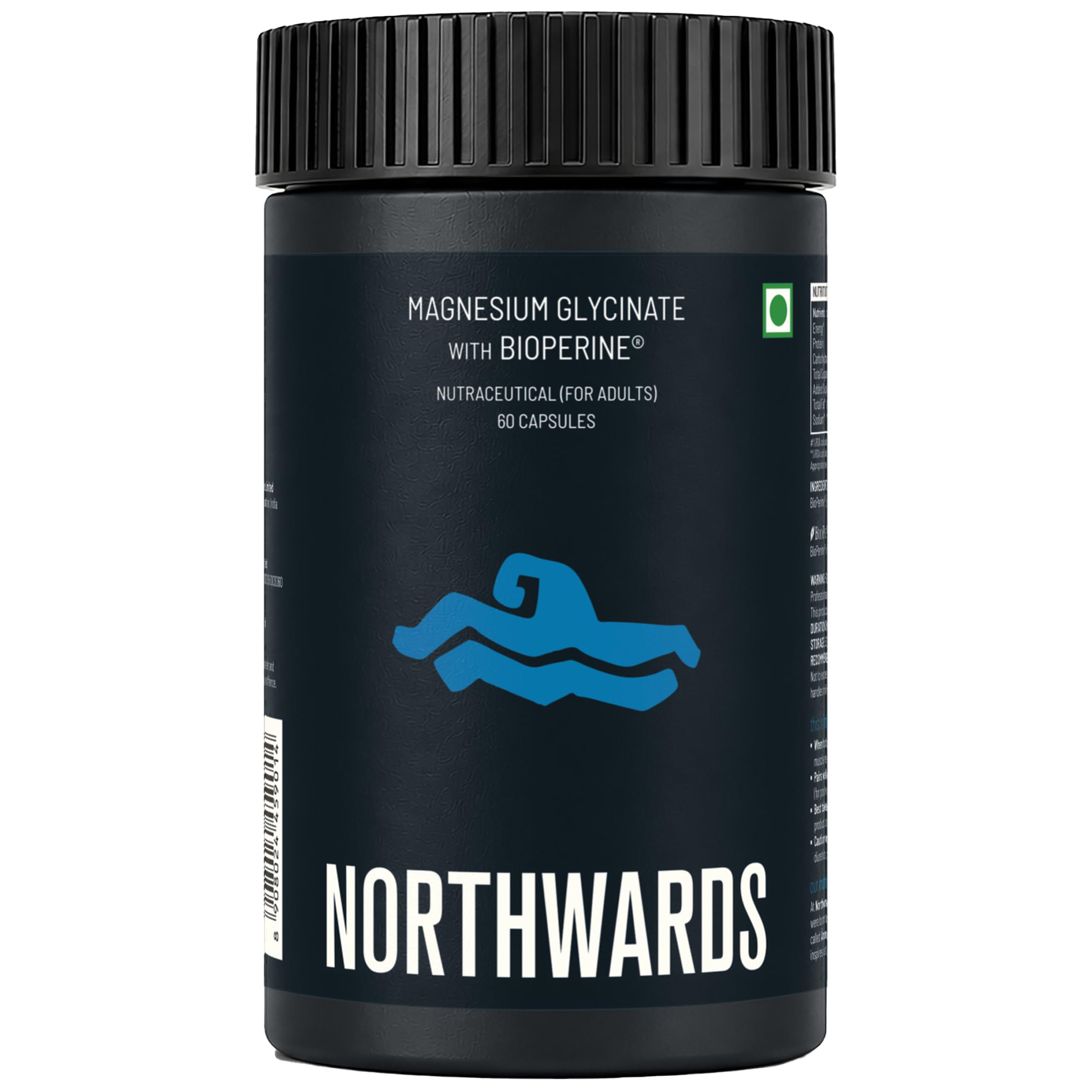 Northwards Magnesium Glycinate with BioPerine® | High Bioavailability Magnesium Supplement Formula With 65.4% RDA | Muscle Relaxation, Energy & Nervous System Support | 60 Capsules