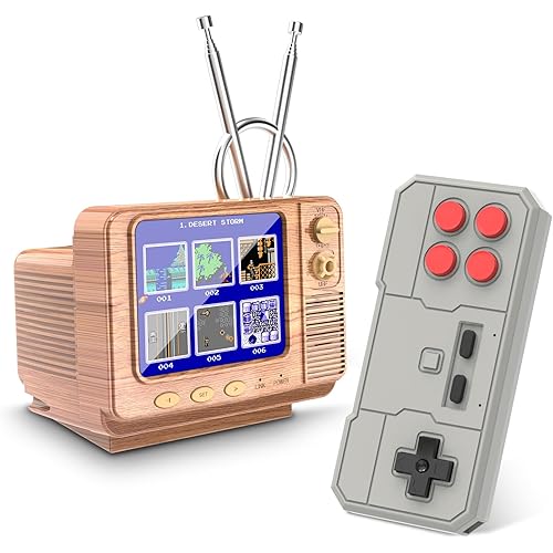 EASEGMER Handheld Games - GV300S 168 Classic Retro Video Game with 3.0 Inch Screen Electronic Mini TV Style Support Connecting TV and Two Players (Wood)