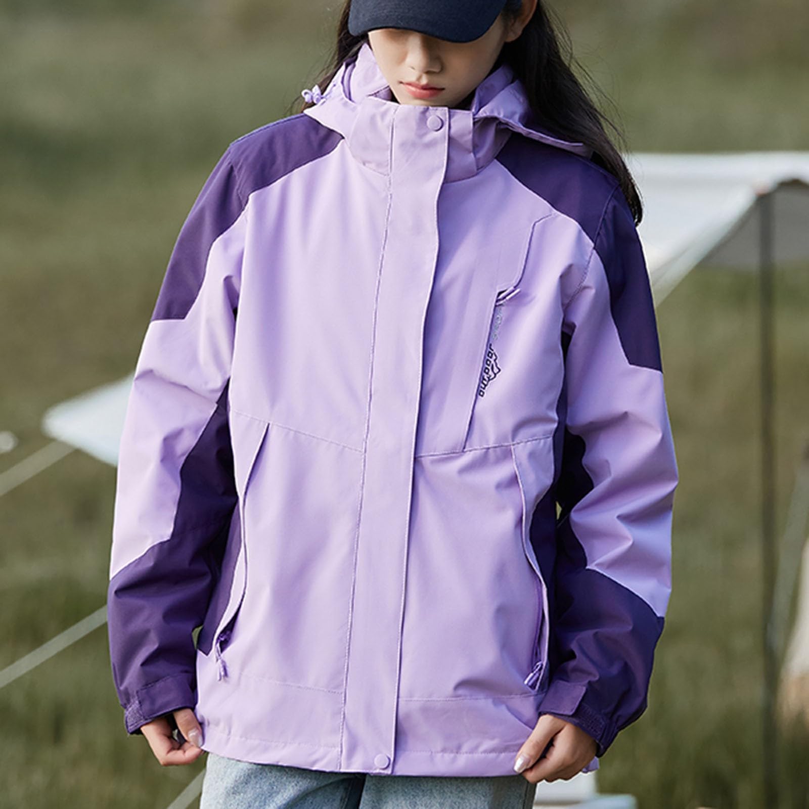 2025 Damen Outdoor 3-in-1 Skijacke mit Fleecejacke Wasserdichte Regenjacke Winddicht Warm Winterjacke Doppeljacke Funktionsjacke mit Abnehmbare Kapuze