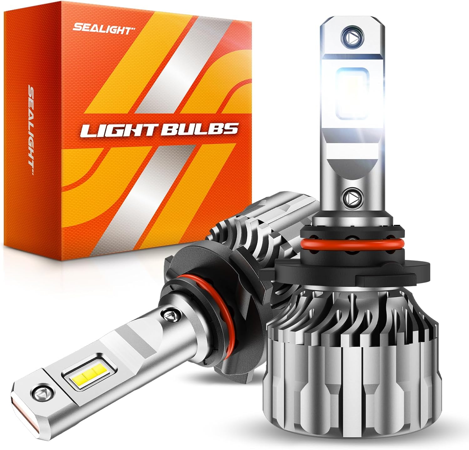 SEALIGHT 9005/HB3 Light Bulbs, 46000LM 800% Super Brighter 6500K Cool White 9005 Fog Bulbs with Fan, Mini Size, Off-Road Lights with Plug N Play, Pack of 2