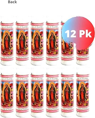 Miniatura 7 de Vela religiosa Nuestra Señora de Guadalupe, devocional, vigilia, novena, oración, santos, velas, blanco, paquete de 12 (1 caja)