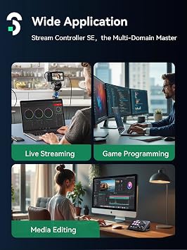 Stream Controller - SOOMFON Stream Studio Control Deck 6-Key Layout, Stream Deck for Live Content Creation, Controller for Streamers, Compatible with OBS/Twitch/YouTube, Works with Mac/PC, Black