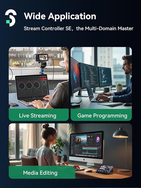 Stream Controller - SOOMFON Stream Studio Control Deck 6-Key Layout, Stream Deck for Live Content Creation, Controller for Streamers, Compatible with OBS/Twitch/YouTube, Works with Mac/PC, Black