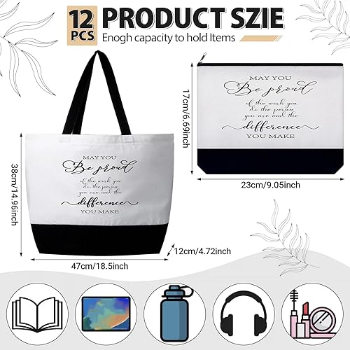 Vista 2 de Silkfly 32 piezas inspiradoras bolsa de lona con cremallera reutilizable motivacional bolsa de maquillaje conjunto para mujeres, amigas compañeras