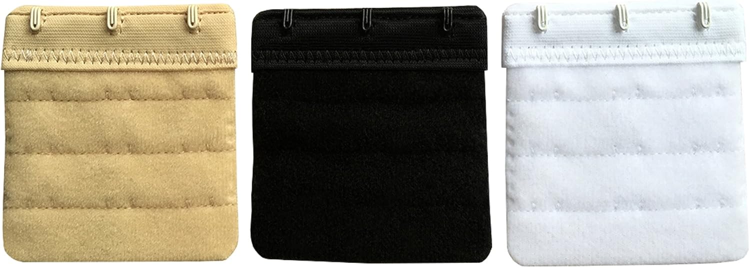 Women Pack of 3 Soft Comfortable 3 Hooks Bra Extender,2.4"x 2.3" - Image 4