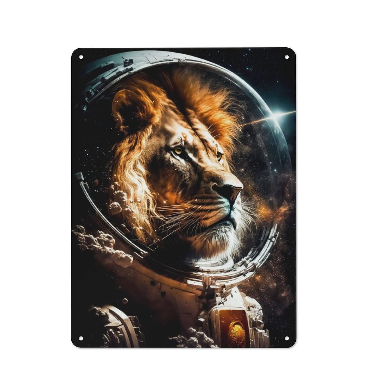 Junmoney Lion Tin Wall Plaque 40X30cm With For Dining Room Or Kitchen, For Vintage Wall Decor Fans, For Themed Room Decoration