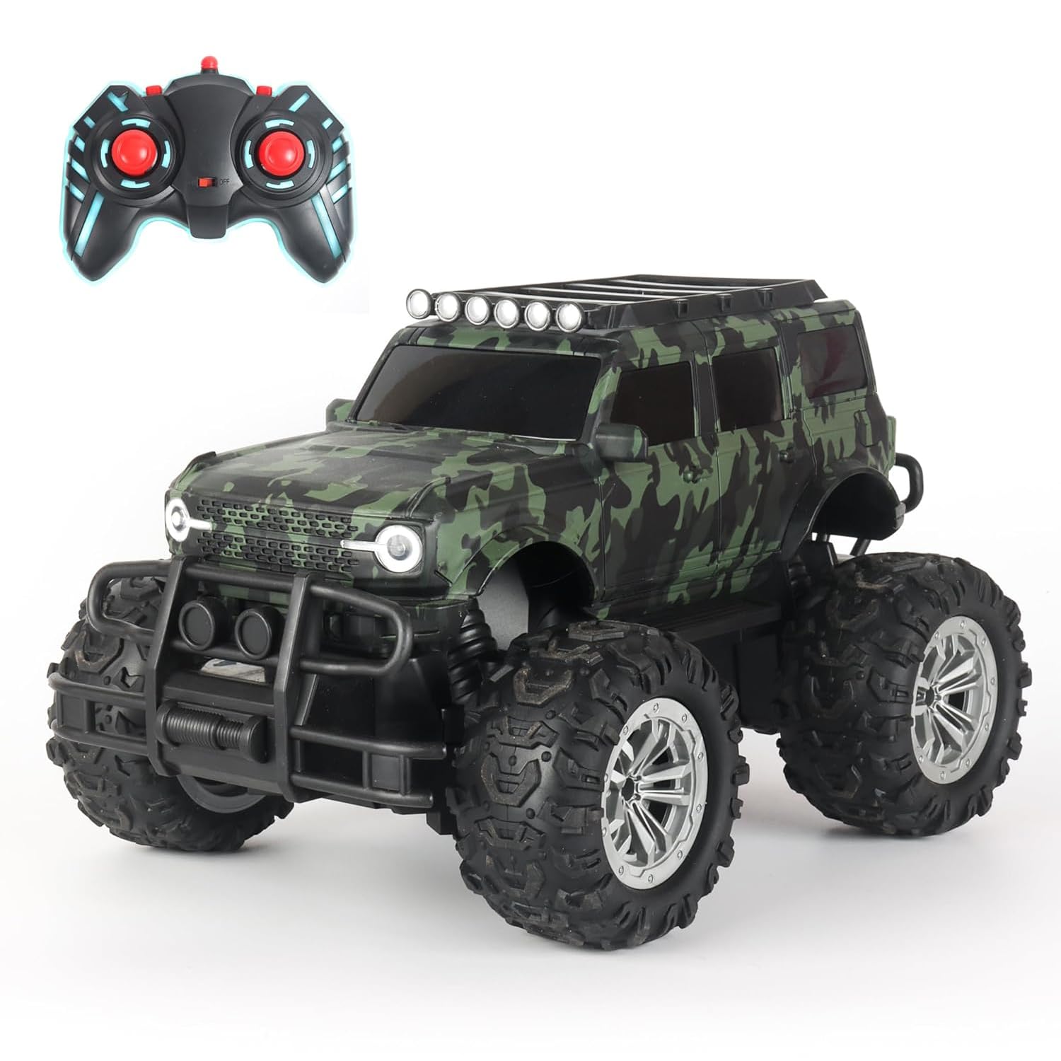 Amazon Brand - Jam & Honey Remote Control Car for Kids | High-Speed RC Car with Rechargeable Lithium Battery | Type-C Charging | LED Headlights | Army Color-image-13