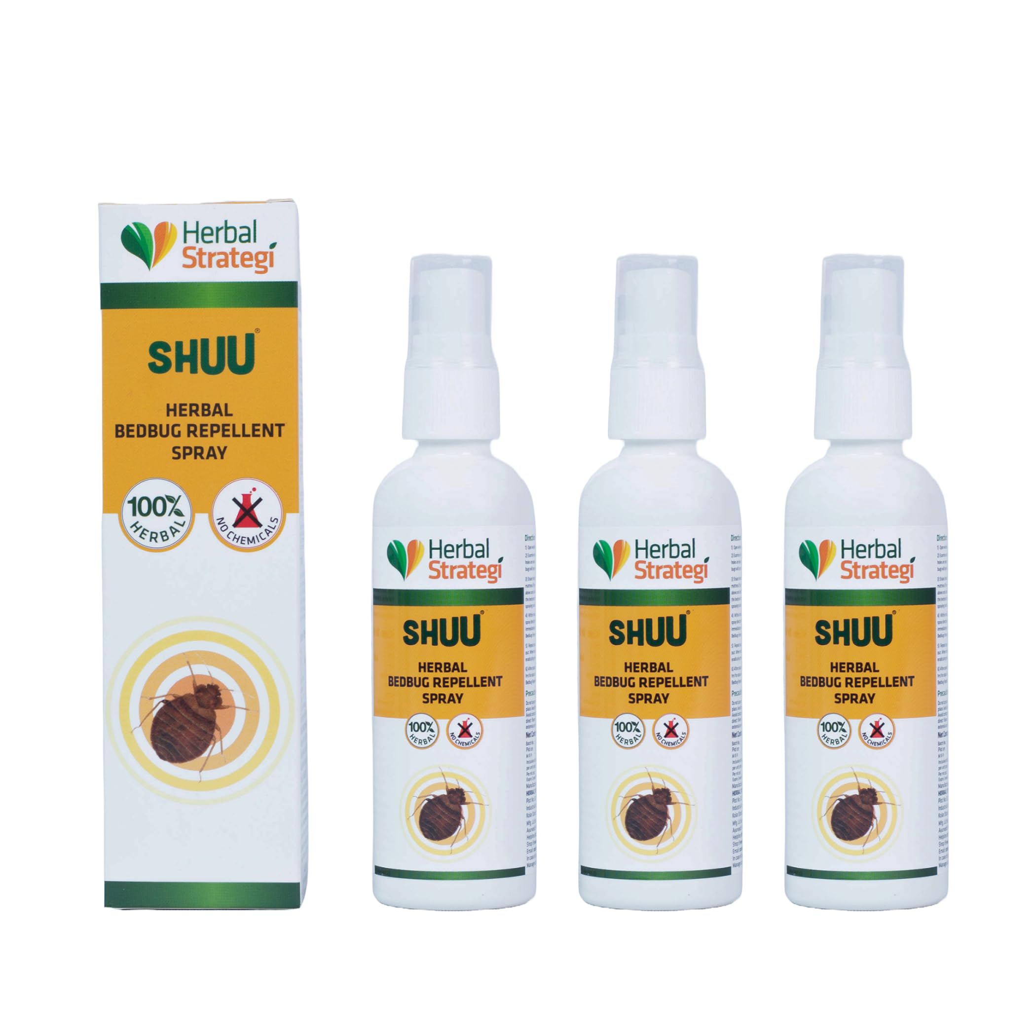 Herbal Strategi – BugSpray Bed Bug Repellent | Room Spray | Completely Herbal | Bed Bug Repellent Spray | Made with Lemongrass, Cedarwood & Neem| Eco-friendly & Biodegradable | Irritant-Free, Chemical-Free |Baby-Safe, Skin-Safe, Plant-Safe | 100mL | Pack Of 3-image-36