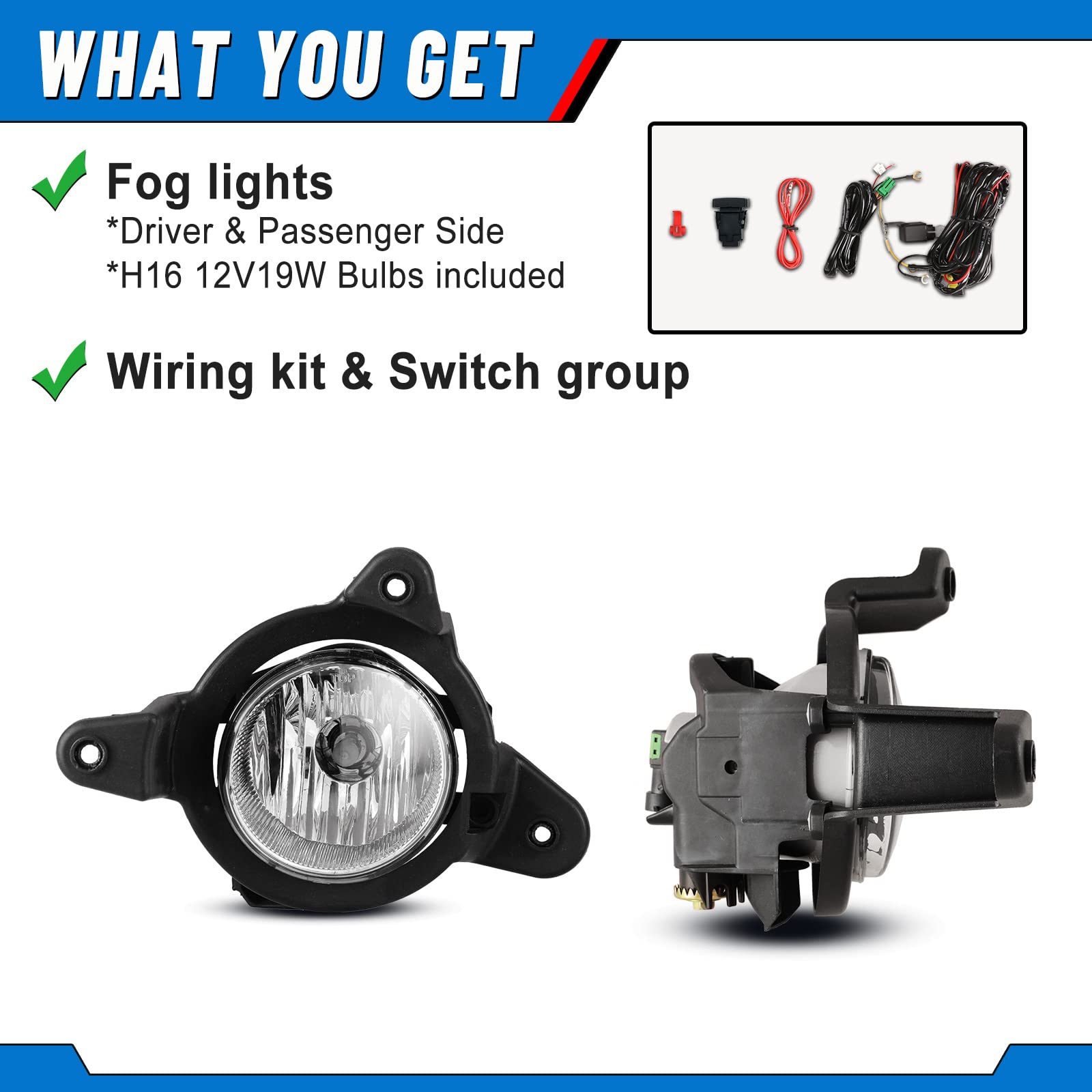 Amazon.com: Fog Lights compatible for Toyota C-HR 2018 2019 CHR