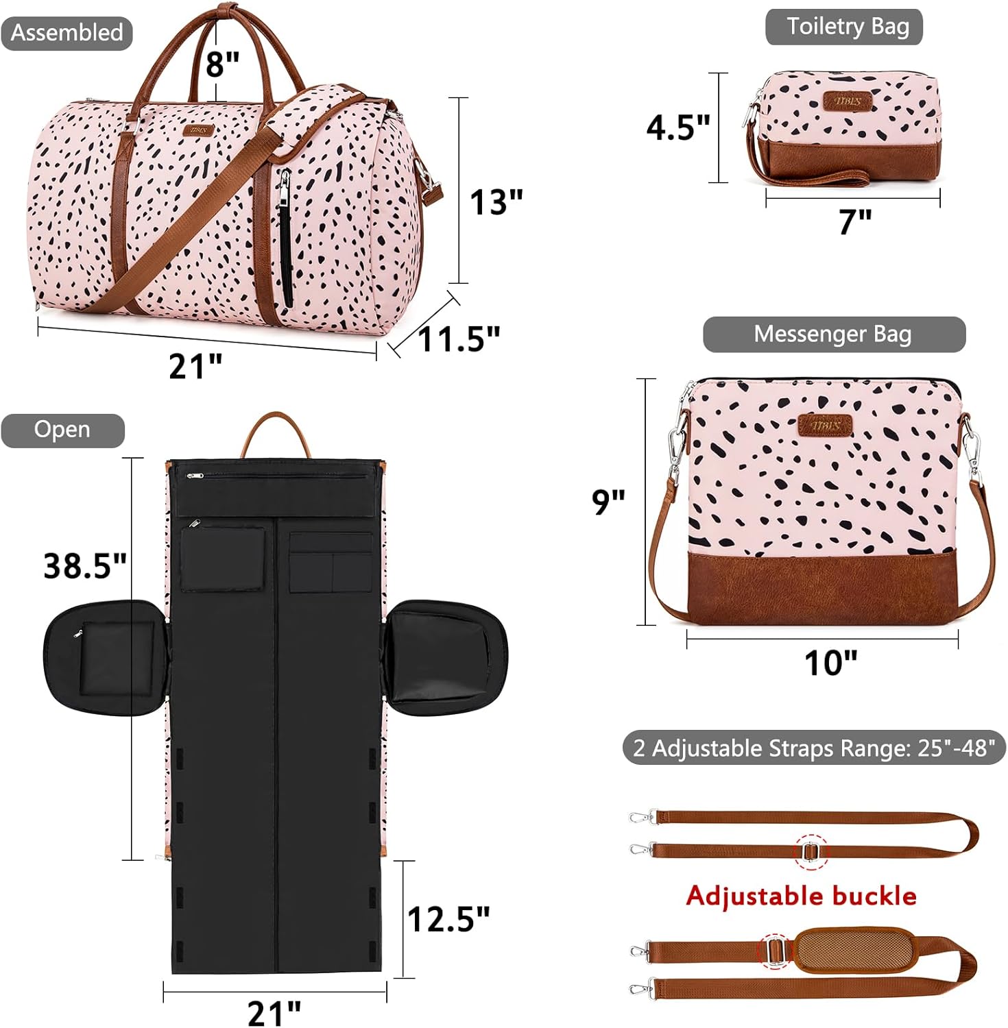 Convertible 2-in-1 Garment Bags for Travel, Carry On Garment Duffle Bag With Shoe Compartment Large Weekender Bag for Women Men Hanging Suitcase Suit Travel Duffel Overnight Bags 4pcs Set - Image 5