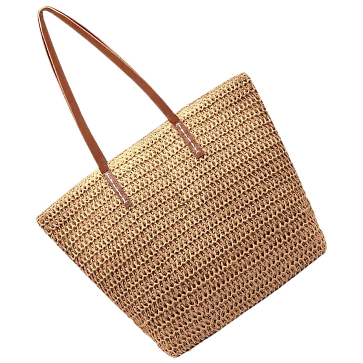 Hohopeti Borsa Tote Estiva Intrecciata in Paglia per Donna Borsa da Spiaggia Capiente e Leggera Casual per Vacanze Escursioni e Uso Quotidiano