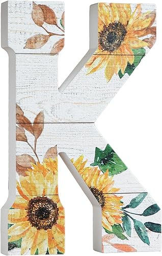 Miniatura 13 de COLLECTIVE HOME - Letras de madera de 10 pulgadas para decoración de pared, decoración del alfabeto de mesa de girasol, decoración de granja