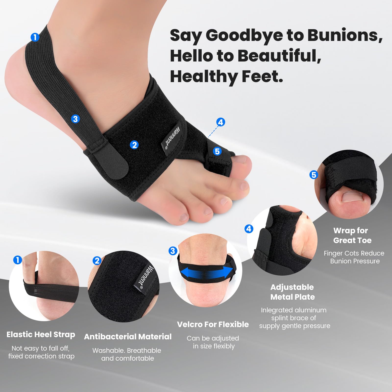 Bunion Corrector for Women Big Toe Straightener,Orthopedic Bunion Splint, Non-Surgical Hallux Valgus Correction, Hammer Toe Straightener, Comfortable & Breathable for Day/Night?M-Black?