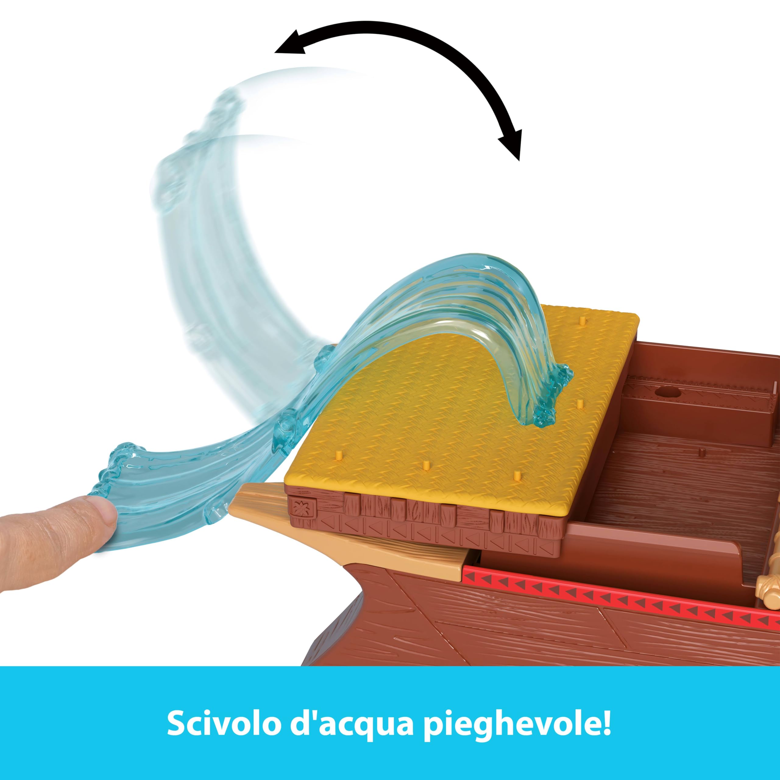 Mattel Disney Oceania 2 - La Canoa delle Avventure di Vaiana, playset con mini bambola e canoa galleggiante, 10 accessori e 1 personaggio amico inclusi, giocattolo per bambini, marrone, 3+ anni, JBT78