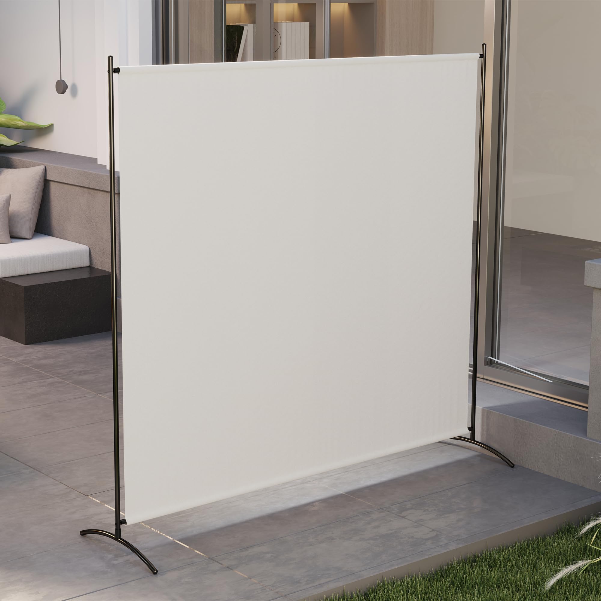 Outsunny Paravent Extérieur à Panneau Unique UV30+ 180H cm Beige | Séparateur de Pièce, Panneau Brise-Vue, Base Stable, pour Intérieur et Extérieur