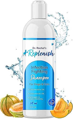 Replenish Champú antipicazón para perros, champú antiséptico medicado para tratamiento de irritación de la piel y alivio de la picazón en la piel,