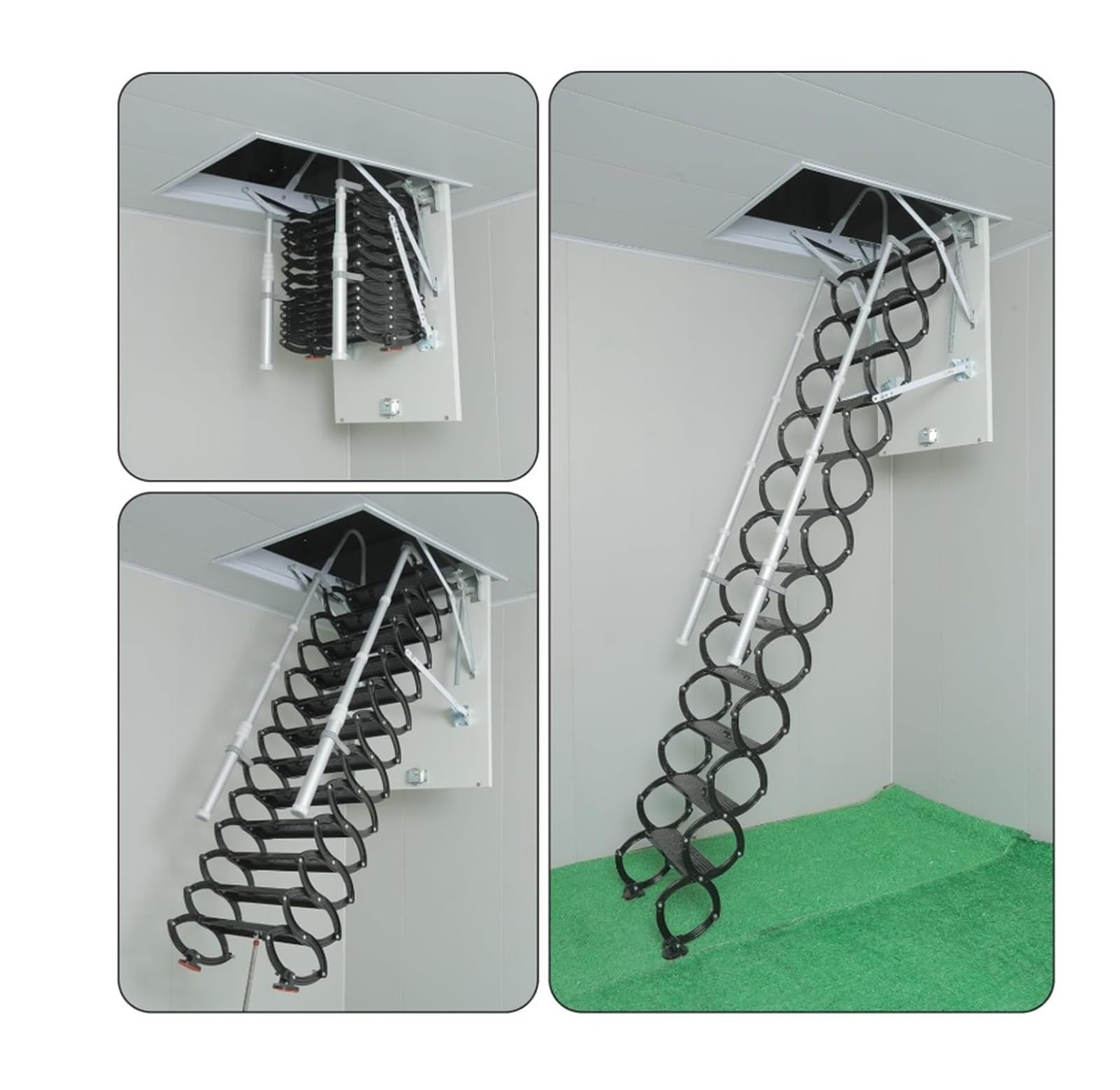 Escalera for ático de Montaje en Techo con pasamanos telescópico